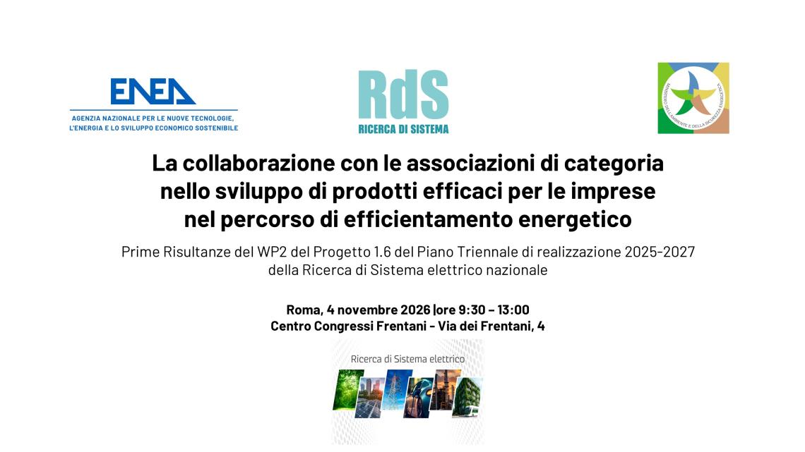 La Ricerca di Sistema Elettrico PTR25-27: la collaborazione con le associazioni di categoria nello sviluppo di prodotti efficaci per le imprese nel percorso di efficientamento energetico